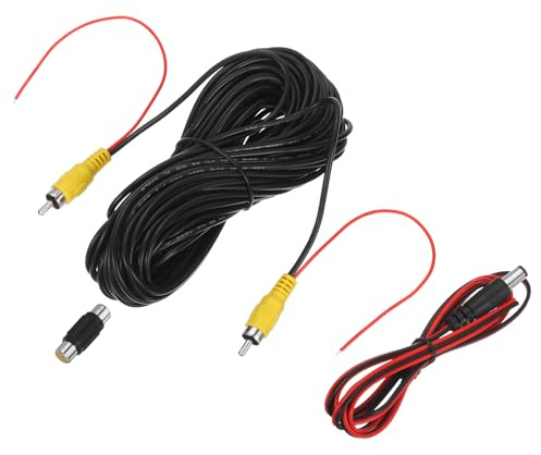 sourcing map Backup Camera RCA Video Cable, 15m/49.2ft RCA Car Rear Reverse Camera Video Extension Cable & Detection Wire for Truck Bus SUV, Male to Male, with Female to Female Coupler, DC Wire