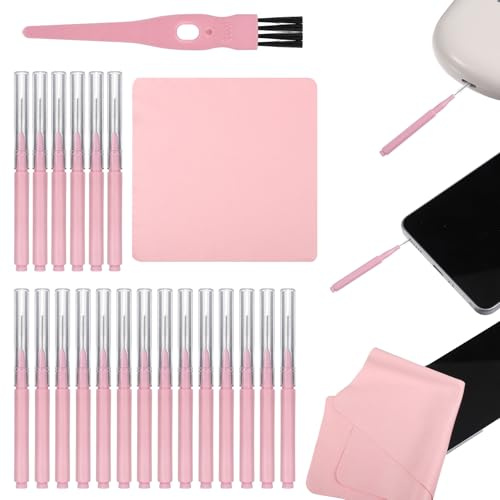 22PCS Charging Port Cleaning Kit Phone Cleaning Kit USB C Cleaning-Kits, Pink Phone Speaker Clean, Cell Phones Port Cleaning-Brush, Reusable Cleaning-Brush for Tablet Camera Laptop Computer Smartphone