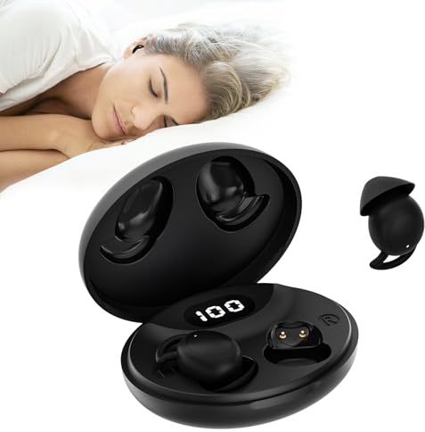 IFECCO SchlafKopfhörer Seitenschläfer, Mini In Ear Kopfhörer Bluetooth zum Schlafen mit LED-Anzeige, Kabellose Wasserdicht Unsichtbare Kopfhörer für Schlaf, Sport und Reisen (Schwarz)