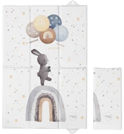 CEBA BABY Faltbare Wickelunterlage 40x60 cm – Reise-Wickelmatte für unterwegs, Basic (Rainbow Walk)