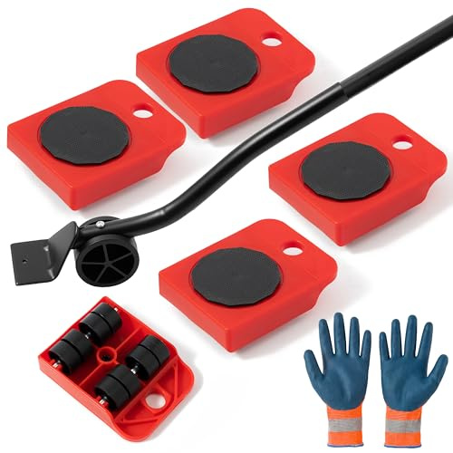 7PCS Furniture Movers Heavy Duty Lifter Tools - GoaePode Sliders Wheels Roller Set with Crowbar 200kg/440 lb Capacity for Furniture,Refrigerator, Sofa, Cabinet