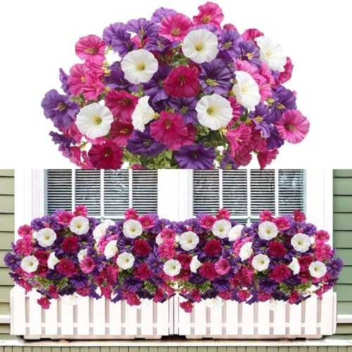 HHDESHSL 9 Piezas Flores Artificiales Exterior, Arbustos Resistentes a los Rayos UV, Plantas Artificiales Exterior, Flor Falsa Decorativas Exterior para Jarron, Jardinera, Balcon, Centro de Mesa