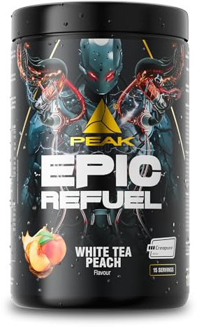 PEAK Epic Refuel - 1125g Geschmack White Tea Peach I 15 Portionen I Post-Workout Recovery Formula mit Clear Whey, Creapure® Creatin, Maltodextrin, Leucin, Glutamin und Elektrolyten
