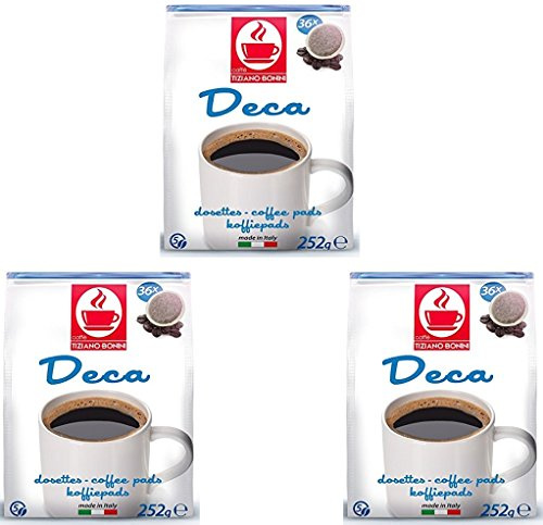 Bonini Decaf Coffee Pods, Senseo Compatible Coffee Pods/Capsules. 3 Pack Decaffeinated Coffee Pods, Each Pack 36 Pods (Total 108 pods)