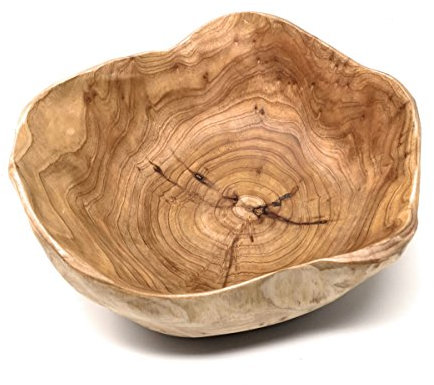 THY COLLECTIBLES Tazón de madera hecho a mano para almacenamiento de madera de raíz natural para manualidades, cuencos de ensalada de frutas (mediano de 10 a 12 pulgadas)