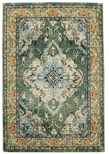 RugVista, Leia, Teppich, Mittelflor, 200 x 300 cm, Rechteckiger, Modern, Oeko-Tex Standard 100, Polypropylene, Flur, Schlafzimmer, Küche, Wohnzimmer, Grün, Grau