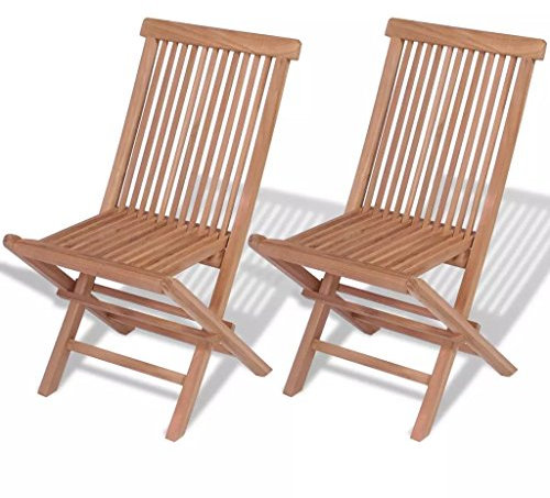 Festnight Klappstuhl 2 STK. Gartenstuhl aus Teakholz mit Glanzlack | Klappbar Stuhl Balkonstuhl Teakstuhl | für Terrasse Balkon oder Garten 47 x 60 x 89 cm