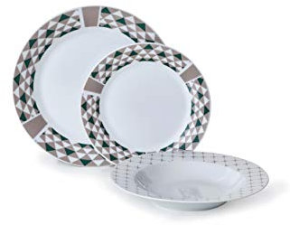 Barazzoni, Set di piatti 18 pezzi, 6 posti tavola, Optical Tortora