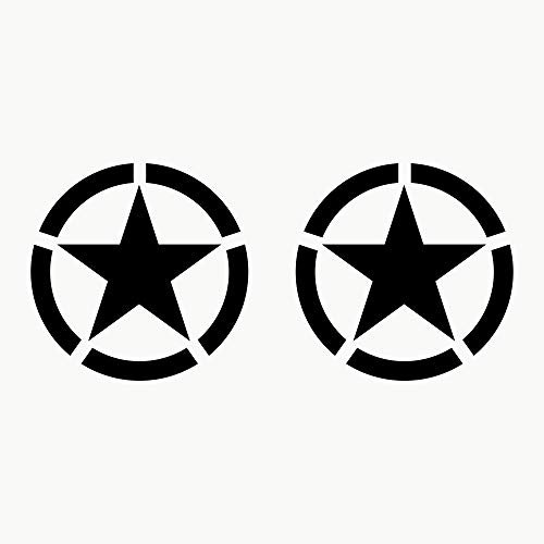 Autodomy Pack mit 2 Sticker Sterne | Militär Aufkleber Beständig gegen Regen und Sonne | Aufkleber für Auto 4x4 Offroad Geländewagen | Us Army Sticker (Schwarz, 15 cm)