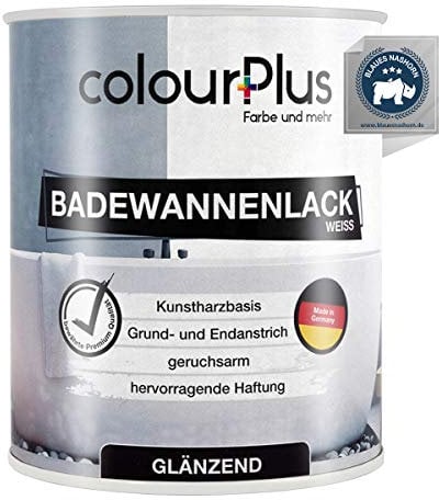 colourPlus Badewannenlack 750ml, Weiß gänzend | Hochdeckende, wasserbeständige Badewannenfarbe, Badewannen Reparaturset weiß, Fliesenfarbe, ideal für Badewanne, Duschwanne und Waschbecken