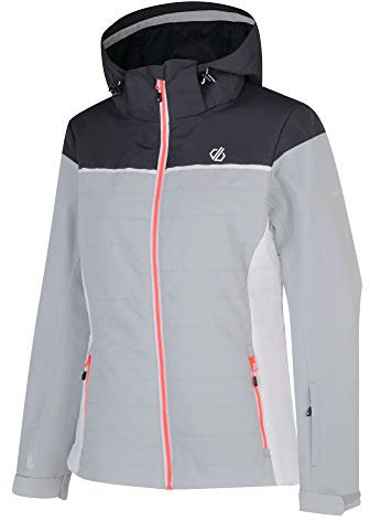Dare 2b Damen Sightly Waterproof & Breathable Quilted Silhouette Ski & Snowboard Jacket with High Loft Insulation and Taped Seams wasserdichte, isolierte Jacken, Argent Grey/Ebony Grey, 6