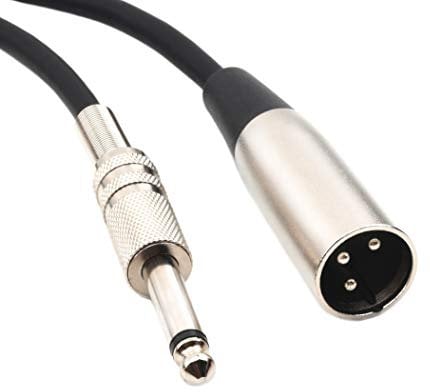 Devinal Unbalanced XLR Male to 1/4 Inch TS Mono Male Plug Audio Connector, 6.35mm to XLR Cable for Amplifiers, Instruments etc. 20 Feet