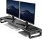 VAYDEER Dual Monitor Riser With 3 USB 3.0 Ports, Metal Desk Computer Stand for 2 Monitors, Office PC Screen Shelf for Laptop, iMac, Printer up to 32 Inches - Black