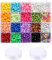 Tibaoffy Crafts Perles de poney multicolores 6 x 9 mm, perles rondes 4 x 7 mm avec boîte de rangement pour la fabrication de bijoux (20 ensembles multicolores assortis, total environ 2340 pièces)