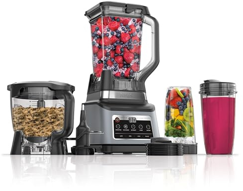 Ninja BN801 Professional Plus Kitchen System, 1400 WP, 5 Functions for Smoothies, Chopping, Dough & More with Auto IQ, 72-oz.* Blender Pitcher, 64-oz. Processor Bowl, (2) 24-oz. To-Go Cups, Grey