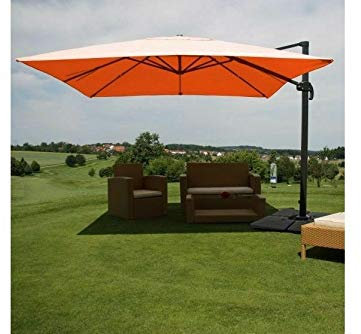 madera Luxus Sonnenschirm Marktschirm terrakotta 3x4m Ampelschirm mit Ständer terra