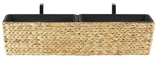 Jardinière Pot de Fleurs Rectangulaire Beige de Type Panier en Fibres Naturelles pour Balcon Terrasse ou Jardin Boho (Bohème) et Campagne Beliani