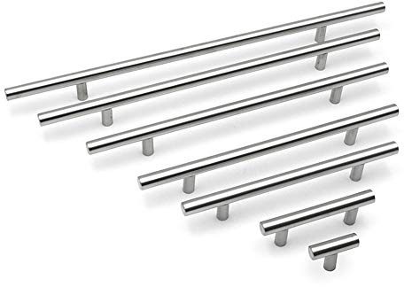 BOZONLI 6 Pack Cabinet Knobs Silver Drawer Knobs Stainless Steel Kitchen Cupboard Door Knobs Single Hole T bar Handles for Bedroom Wardrobe Door Knobs