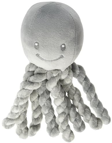 Nattou 877558 Kuscheltier Oktopus, Für Neugeborene und Frühchen, 23 cm, Lapidou, Grau