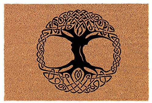 Coir Doormat Front Door Mat New Home Closing Housewarming Gift Celtic Tree of Life Irish (30 x 18 Standard)