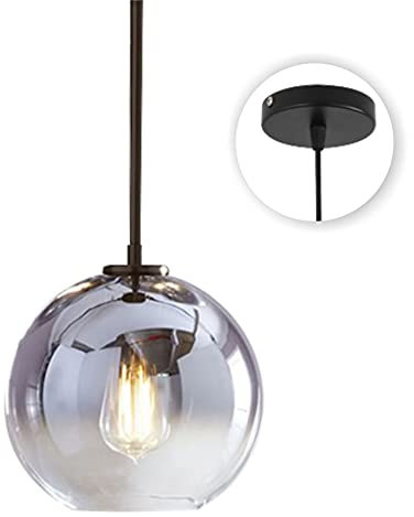 KCO Éclairage Moderne Noir Globe Pendentif Luminaire Mercure Verre Suspension Lumière Milieu Siècle Argent Cuisine Pendentif Éclairage Over Island Salle à Manger Suspension Luminaire