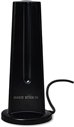 Magic Stick TV MS-60MAX Amplified Indoor TV Antenna for Smart Television - Signal Booster Upto 50 Miles Table Top, Disc Mount Digital HDTV Antenna Clear HD Channels, 16.5 ft Fast Plug Coaxial Cable