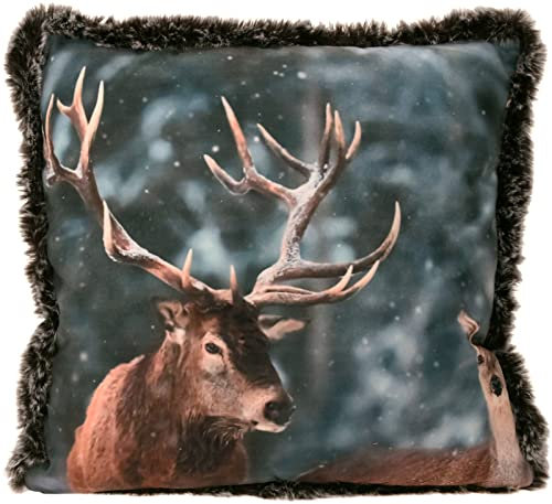matrasa Dekokissen 45x45 cm Hirsch REH Motive - Sofakissen Kissen Velours Variante 3