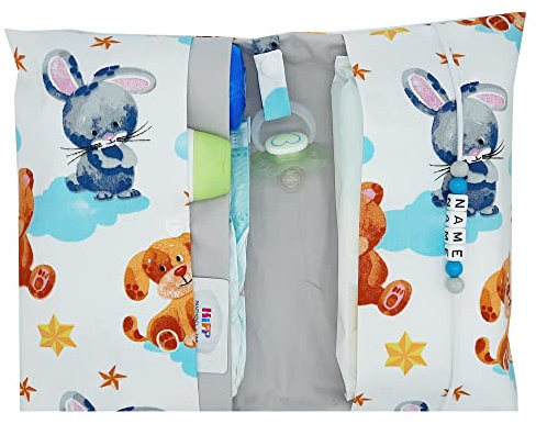 Große Windeltasche XXL mit Name Wickeltasche Tiere Hund Katze Hase Teddy