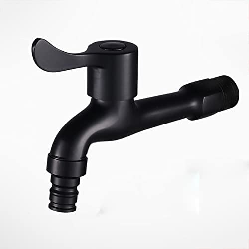 Wasserhahn garten doppelwasserhahn schwarz one in two out aussenwasserhahn frostsicher 1/2 zoll doppel wasserhahn aussen für Waschmaschine Schwarz B