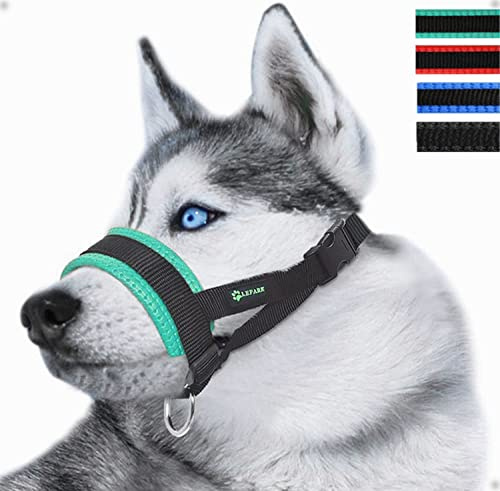 Nylon Soft Dog Muzzle for Dogs Prevent Anti Biting, Barking and Chewing, Adjustable Loop (XXL, Green)