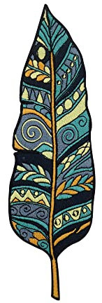 Finally Home Große Blau gemusterte Feder Patch zum Aufbügeln | Vogelfeder Patches, Vogel Rückenpatch, Indianer Rückenaufnäher, Großer Kinder Aufnäher