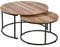 Home Source Round Stackable Nest of 2 Coffee Side Tables, Black Metal Frame, Weathered Oak Effect Finish