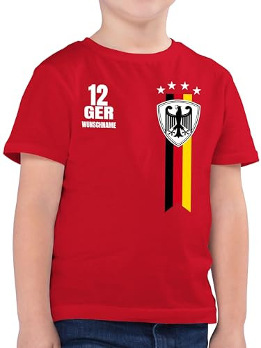 Kinder T-Shirt Jungen - 2024 Fussball EM Fanartikel - Germany WM Fan Deutschland - 128 (7/8 Jahre) - Rot - Tshirt Jungs fußball fußball-Fanartikel 2024em deutsches Trikot t Shirt Junge Baumwolle