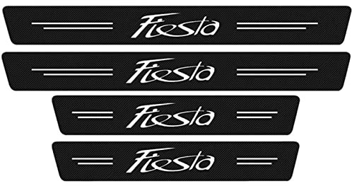 4 Stück Auto Einstiegsleisten Schutz, für Fo-rd Focus Fiesta Fusion Kuga Edge VIGNALE ST-Line S-MAX C-MAX Escape Auto Kohlefaser Türschweller Schutz mit Logo Aufkleber Kantenschutz, Fiesta
