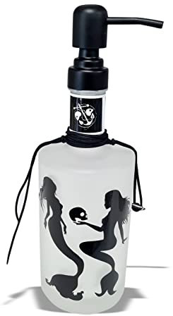 Seifenspender Glas matt Weiss Handseife - 500ml - Handmade Seifenspender Gin Flasche Seifenspender Dark Mermaid SEIFENSPENDER - Made in Hamburg!
