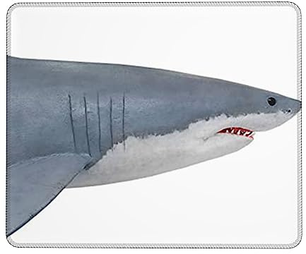 Great White Shark Printed Gaming Mouse Pad, Waterproof Non-Slip Mousepad Square Mouse Mat with Stitched Edges for Gaming Office Laptop Computer PC Men Women 10 X 12 Inch