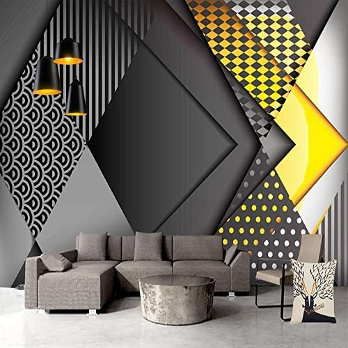 Creative Fashion Geometry 3D Wall Murals Wallpaper, 3D Wall Mural Space Decor Paintings Pre-Paste Wall Paper, Suitable For Tv Background Wall Living Room And Bedroom Removable W 350 (W) x 256 (H) cm