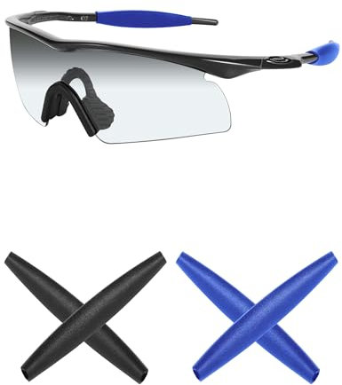 Mryok 2 Pair Replacement Earsocks for Oakley M Frame Heater/Hybrid/Strike/Sweep Sunglass - Blue & Black