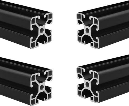 Coavoo AluProfil 4040 Alu Profil 400mm T Typ Schwarz Aluminium Profile 40x40 Europäischer Standard Eloxierte Linearschiene Extrusion 4 Stück, für 3D Drucker und CNC