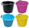 (𝐒𝐞𝐭 𝐨𝐟 𝟒) 14 Litre Plastic Builders Buckets 3 Gallon Water Storage Cement Mixing Bucket with Strong Metal Handle Construction Animal Feeding Car Wash Cleaning Bucket For Home Garden (Random)