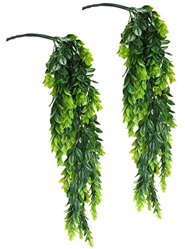 Knadgbft 2Pcs Artificial Trailing Plants Hanging Plants Faux Foliage Greenery Plant for Garden Hanging Pot Basket Decor