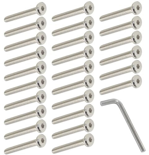 50pcs Vis à Tête Cylindrique à Six Pans M6*30mm Vis de Lit Boulons Meubles Vis Tete Plate, Filetage Partiel, pour Meubles Berceaux Lits et Chaises (M6*30)