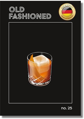 NEUBACH HOME - Cocktail Poster - Old Fashioned - 70x100 cm - Wandbilder für Schlafzimmer Wohnzimmer Küche als Deko Zubehör - schwarz modern aesthetic - Ohne Bilderrahmen