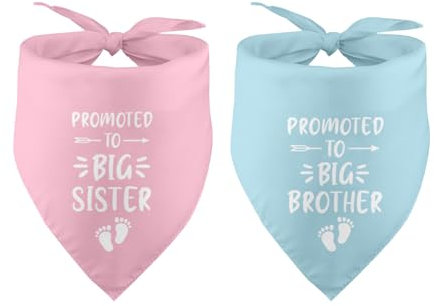 Cawnefil Hunde-Halstuch, Aufschrift Promoted to Big Brother and Sister, für Hunde, Schwangerschaftsankündigung, Baby-Ankündigung, Geschlechtsoffenbarung, Foto-Requisite, Haustier-Zubehör für