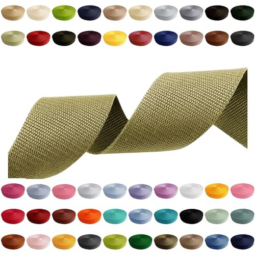 Gurtband 2m 5m 10m 50m, 50 Farben, Breite 10mm 15mm 20mm 25mm 30mm 40mm 50 mm Taschengurt Polypropylen Ideal für DIY-Projekte, Handarbeiten & Outdoor (170) Helles Olivgrün, 30mm x 10m