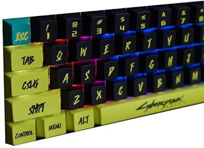 Titans Cyberpunk 2077 - 130 touches PBT latérales transparentes - Pour clavier mécanique MX Cherry 60 %.