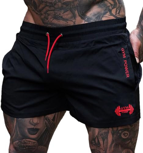 Muscle Alive Herren Sport Running 4 Elite Teilt Laufen Kurze Hose mit Futter Schnell Trocken Shorts Schwarz L
