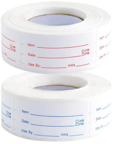 Etiquetas para Congelador de Alimentos,2 Rollo1000 Piezas Autoadhesivo Removibles Etiquetas para Refrigerador Fecha de Alimentos Etiquetas Adhesivas para Congelador