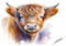 islandburner XXL Bild Poster Aquarell süßes Baby Highland Rind Tierporträt Kopf Premium Bilder Fotodruck