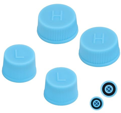 NQEUEPN 4pcs Universal Fit AC Valve Cap Set, Blue, Plastic & Silicone, Compatible with Passenger Car, Truck, SUV